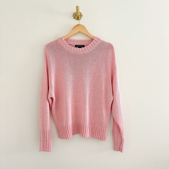 Something Navy Crew Neck Knit Pullover Sweater Pink M - Picture 1 of 8